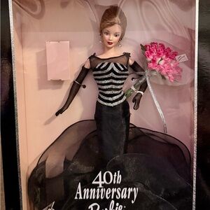 Elegant 40th Anniversary Doll with Black and Silver Gown